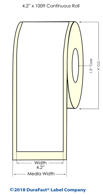 TM-C3500 4.2" x 100 ft High Gloss Paper Inkjet Labels Roll