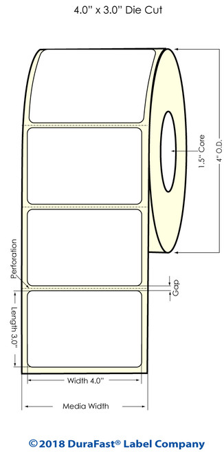 TM-C3500 4" x 3" (1A) Matte BOPP Inkjet Labels 380/Roll