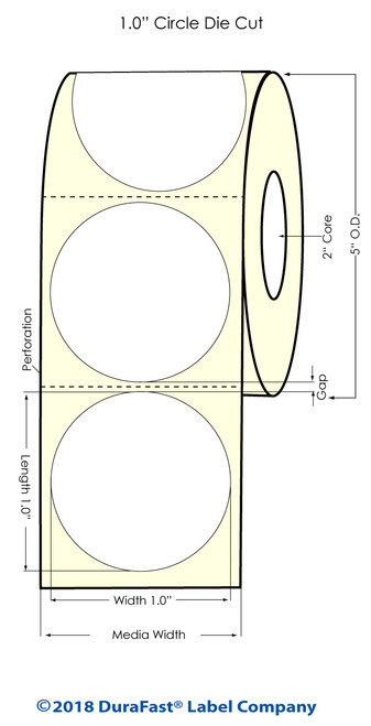 LX500 1" Circle (1 UP) Matte Paper Inkjet Labels 1500/Roll