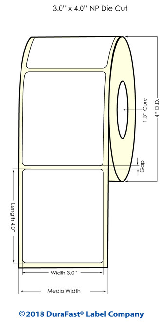 TM-C3500 3" x 4" NP (1A) High Gloss Paper Inkjet Labels 290/Roll