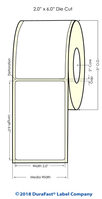 LX500 2" x 6" High Gloss Inkjet Labels 300/Roll