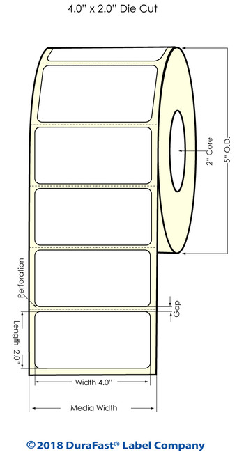 LX500 4" x 2" High Gloss Inkjet Labels 900/Roll