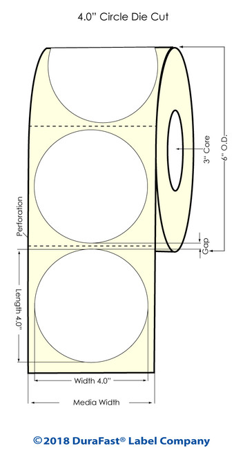 LX900 4" Circle High Gloss Paper Inkjet Labels 600/Roll