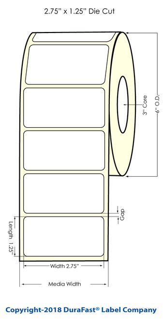 LX2000 2.75" x 1.25" NP Chemical Inkjet Labels 1500/Roll (556012) LX2000 2.75" x 1.25" NP Chemical Inkjet Labels 1500/Roll (556012)