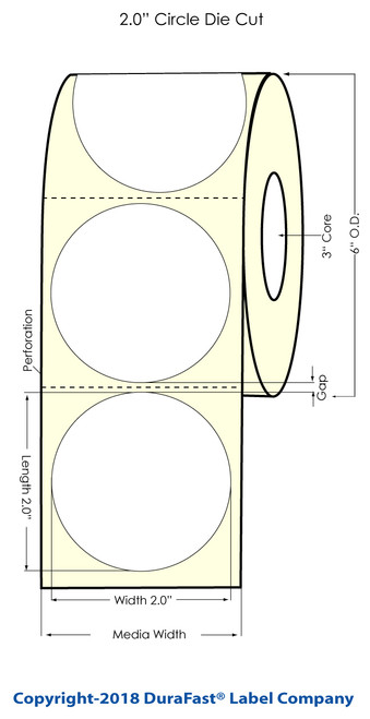 TM-C3500 2" Circle (1A) Chemical Inkjet Labels 500/Roll