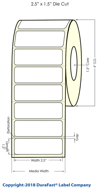 TM-C3500 2.5" x 1.5" NP Chemical Inkjet Labels 650/Roll