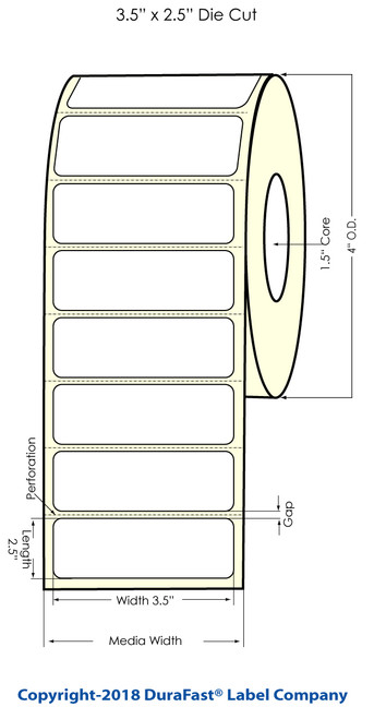 TM-C3500 3.5" x 2.5" NP Chemical Inkjet Labels 400/Roll