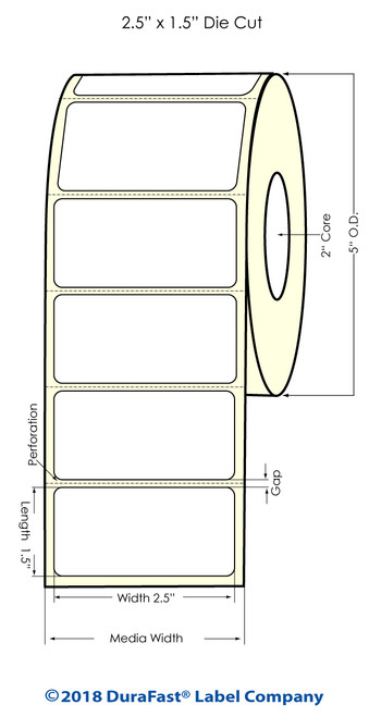 LX500 2.5" x 1.5"  Clear Polypropylene Inkjet Labels 1,000/Roll