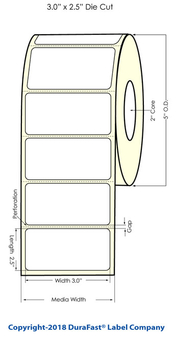 LX500 3" x 2.5"  Gold Polyester Inkjet Labels 700/Roll