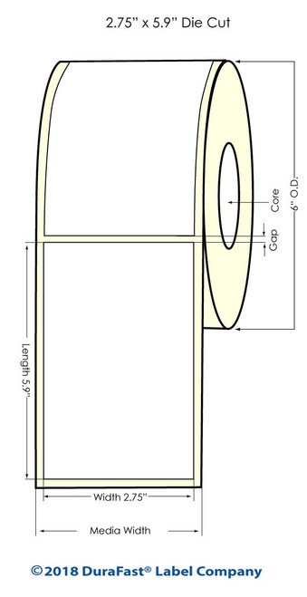 LX900 2.75" x 5.9" NP High Gloss Paper Inkjet Labels 425/Roll