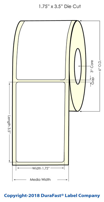 L301 4" x 1.2" Glossy BOPP Inkjet Labels 1800/Roll