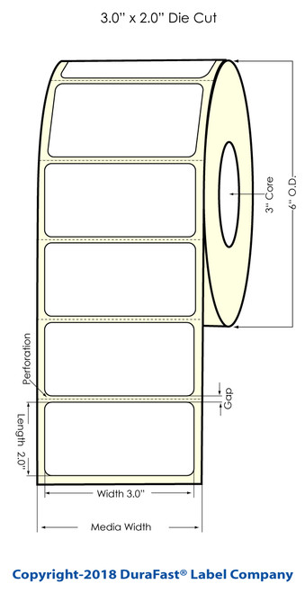 LX900 3" x 2"  Gold Polyester Inkjet Labels 1200/Roll