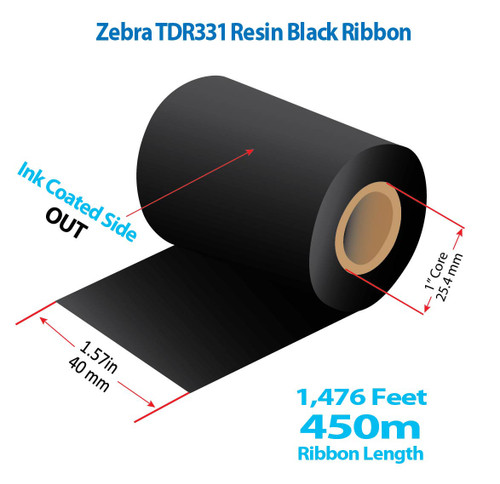 Zebra 1.57" x 1476 feet TDR331 Resin Ribbon with Ink OUT | 48/Ctn