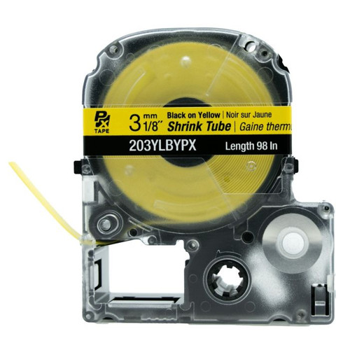Epson 203YLBYPX LabelWorks PX Shrink Tube 1/8" (AWG 16-22)x98" Black on Yellow Epson 203YLBYPX LabelWorks PX Shrink Tube 1/8" (AWG 16-22)x98" Black on Yellow
