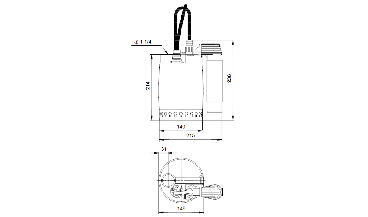 UNILIFT KP250-AV-1 Dimensional Drawing