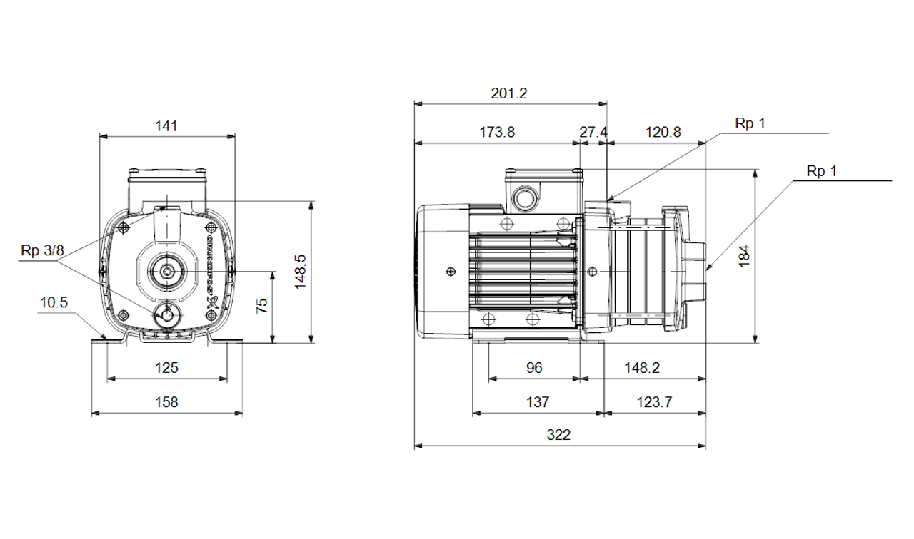 CM-A  CM 3-4 Dimensional Drawing