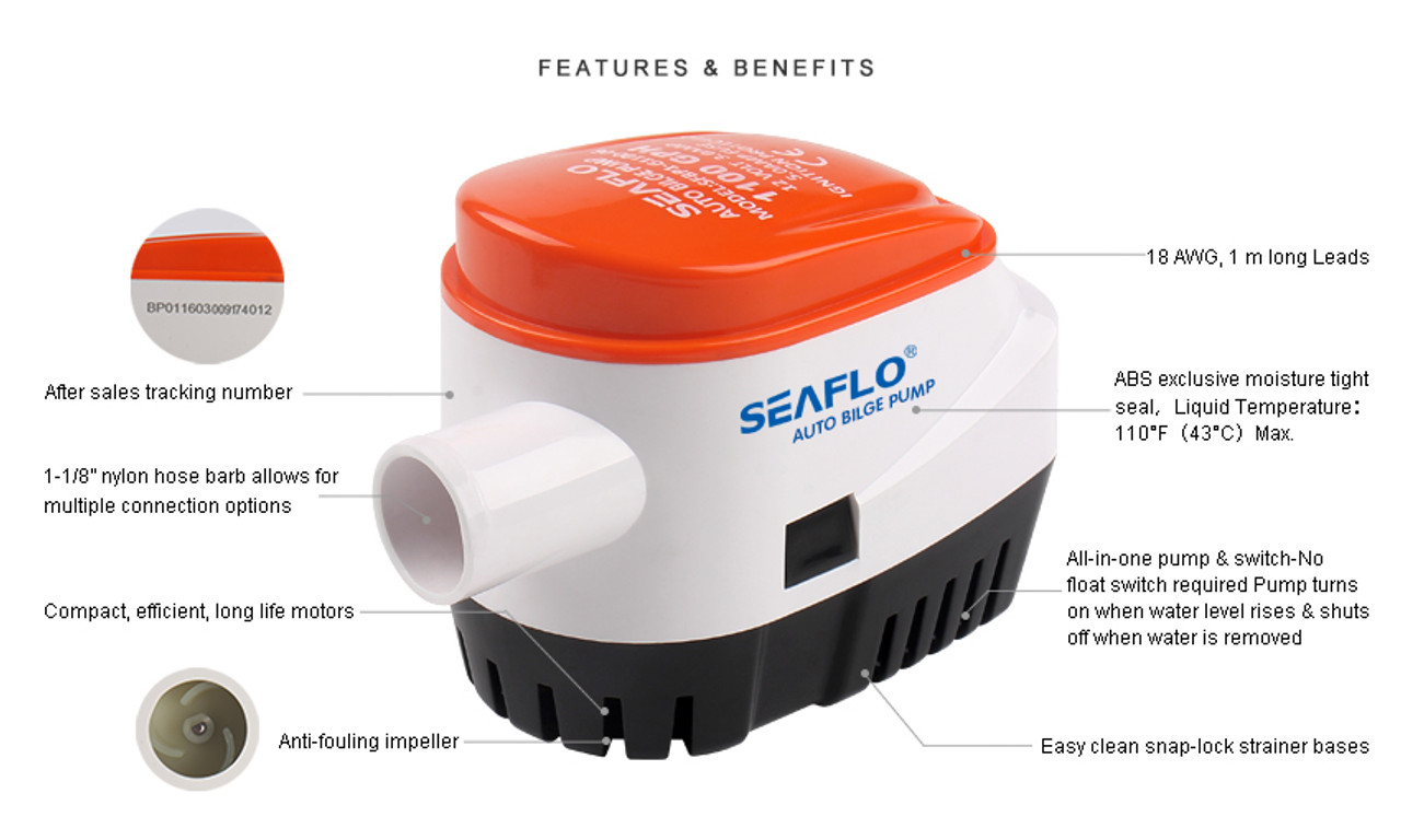 Seaflo Auto Bilge  1100GPH 12V