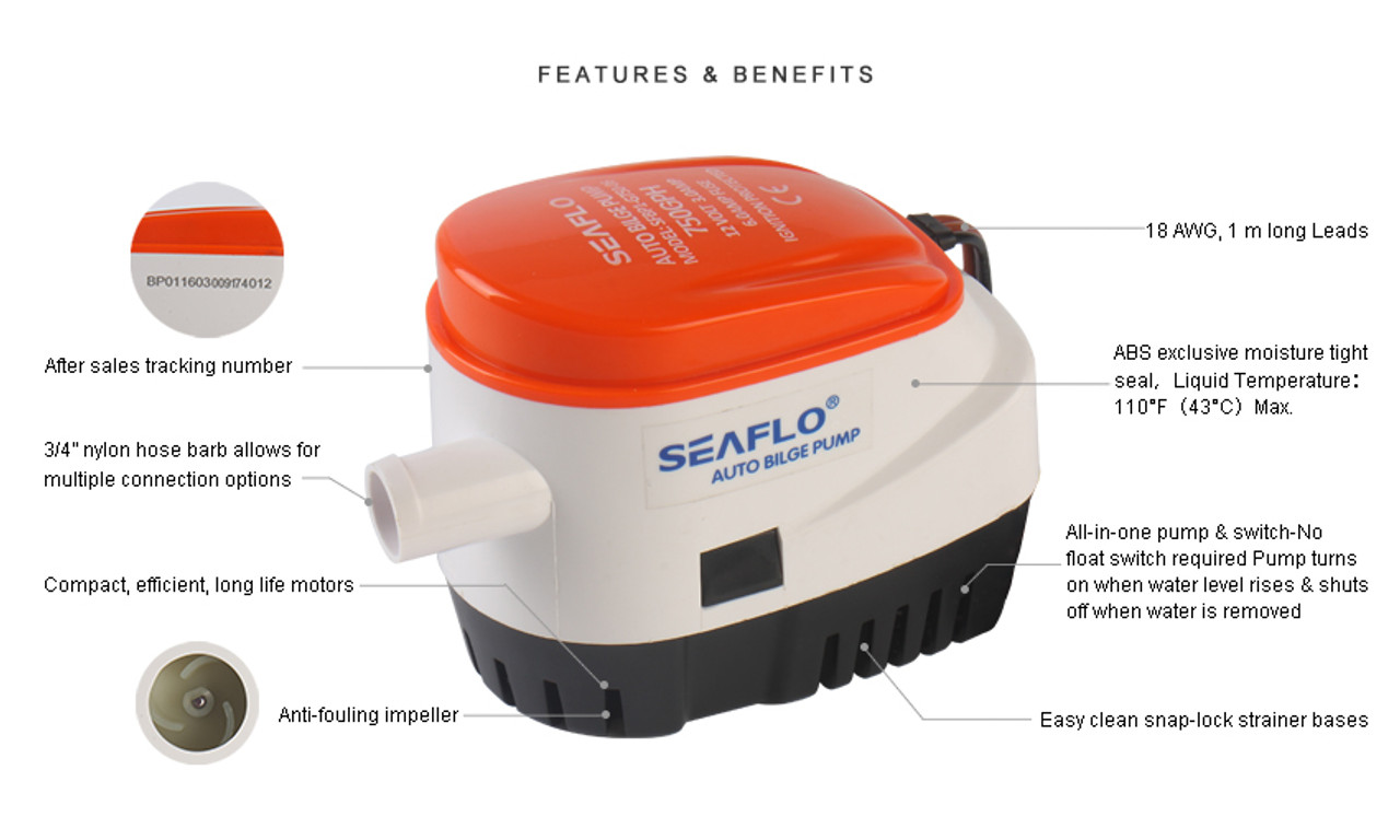 SFBP1-G750-06 , Seaflo Auto Bilge  750GPH 12V Product Image