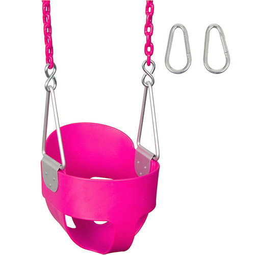 Swing Set Stuff Highback Full Bucket with 5.5' Coated Chain & SSS Logo Pink