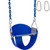 Blue swing seat with coated swing chains.