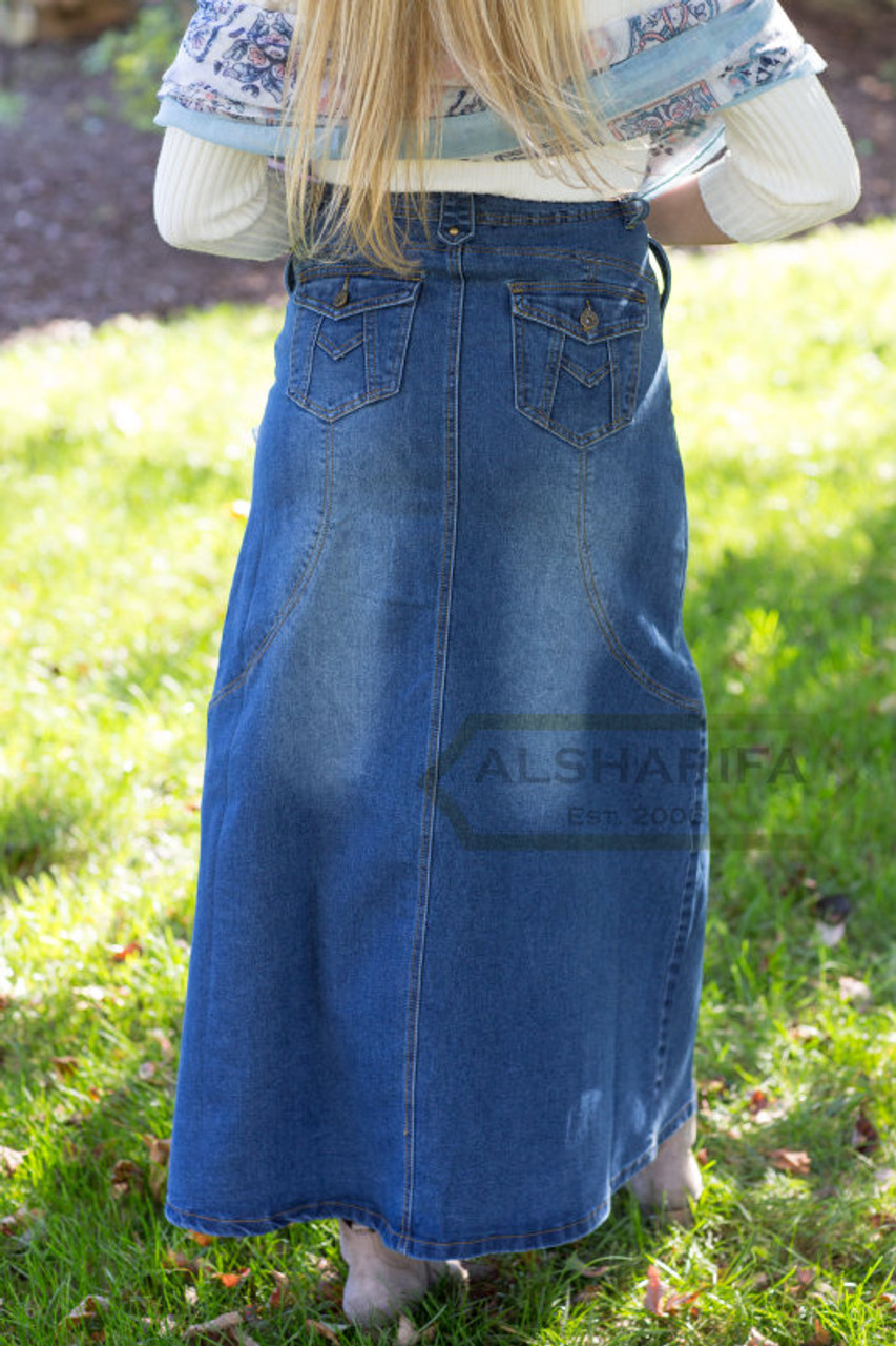 MODEST DENIM SKIRTS Denim Skirts for Girls Long Jean Skirt Apostolic  Clothing Cute Jean Skirts - Etsy