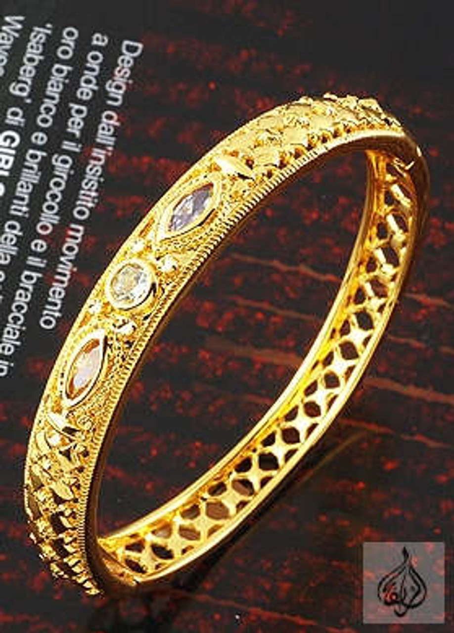 Amazon.com: Simple Cuff Bracelet 18K Gold Plated Dubai Indian Bracelets  Fashion Jewelry Open Bangle Twisted Style Wedding For Women (B-135):  Clothing, Shoes & Jewelry