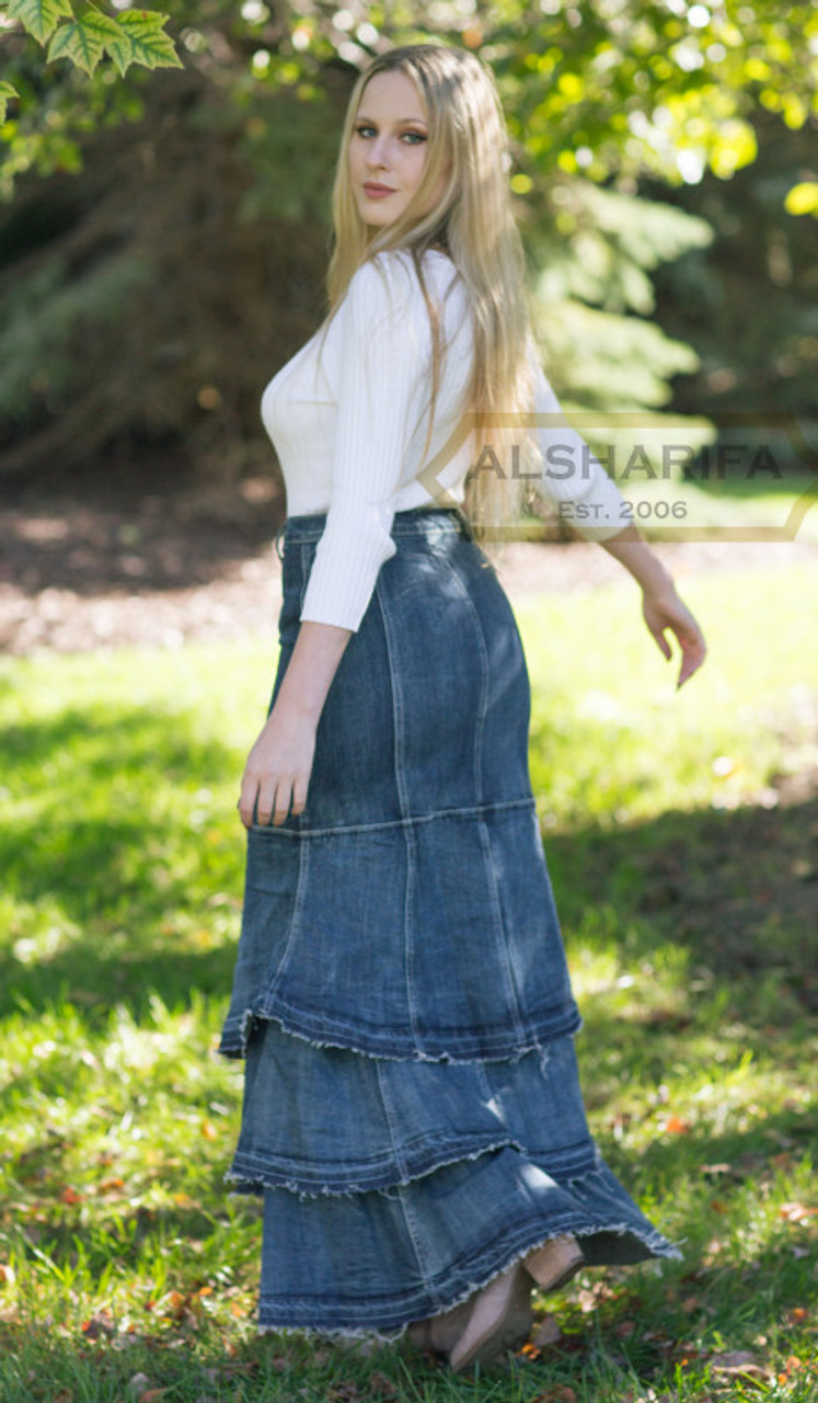 A-line Long Denim Jean Skirt - No Slit – Inherit Co.