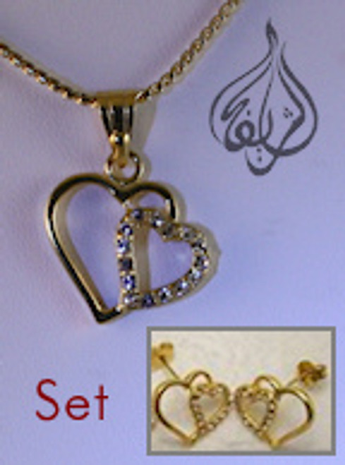 heart theme pendant and earrings set