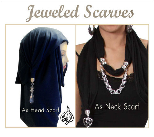 Jeweled Scarves - use as hijab or neck scarf