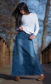 Very Long Denim Skirt - Blue Premium Fabric