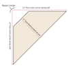 Top-Down diagram of corner shelf unit measurements