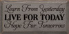 Learn from yesterday, live for today, hope for tomorrow (9x18) | Sawdust City Wood Signs - Old Anchor Gray & Black