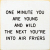 One Minute You Are Young And Wild The Next You're Into Air Fryers | Funny Wooden Signs | Sawdust City Wood Signs Wholesale