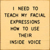 I Need To Teach My Facial Expressions How To Use Their Inside Voice | Funny Wooden Signs | Sawdust City Wood Signs Wholesale