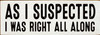 As I suspected I was right all along | Funny Wooden Signs | Sawdust City Wood Signs Wholesale