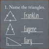 1. Name The Triangles. Franklin, Eugene, Gary. | Funny Math Signs | Sawdust City Wood Signs Wholesale