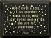Music Gives A Soule To The Universe...| Shown in Black with Baby Yellow | Wooden Signs with Quotes | Sawdust City Wood Signs Wholesale