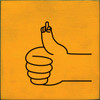 Wholesale Wood Sign: Thumbs Up Flipping the Bird (cartoon hand)