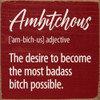 Ambitchous [am-bich-us] adjective - Funny Definition Sign