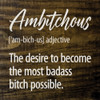 Ambitchous [am-bich-us] adjective - Funny Definition Sign