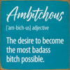Ambitchous [am-bich-us] adjective - Funny Definition Sign