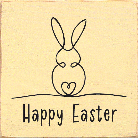 Happy Easter (Bunny Line Art)|Easter Wood Sign| Sawdust City