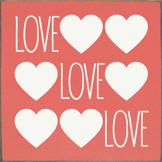 Wholesale Wood Sign - Love-Love-Love (with hearts)