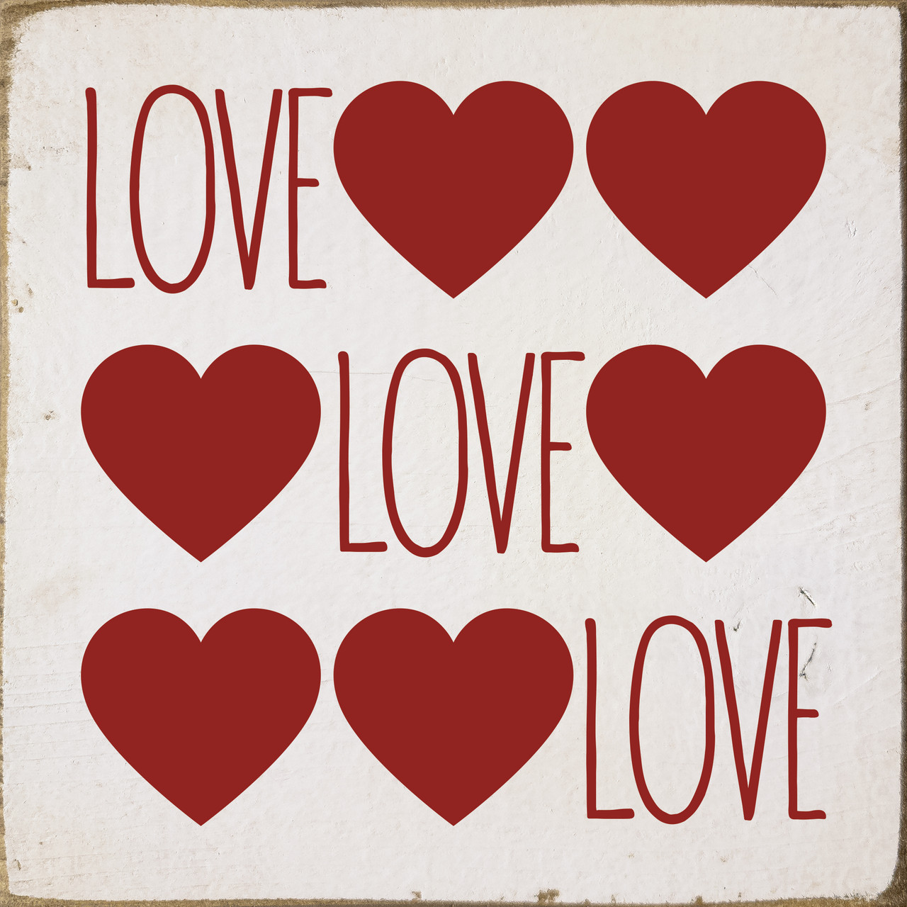 Wholesale Wood Sign - Love-Love-Love (with hearts)