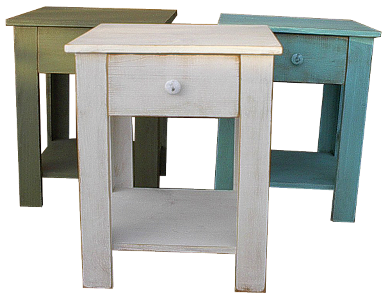 Wooden Country Farmhouse Primitive End Tables Wood Furniture