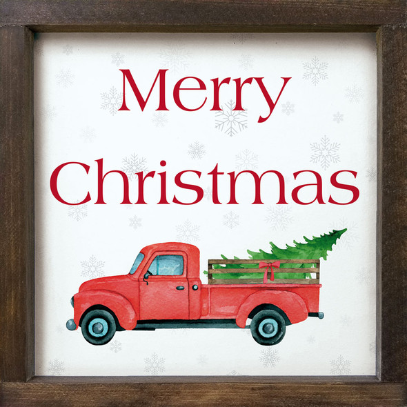 Merry Christmas (farm truck - framed) | Sawdust City Wood Signs