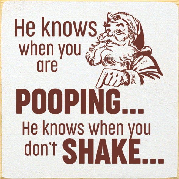 He knows when you are pooping He knows when you don't shake
