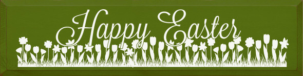 Happy Easter (Flowers)|Easter Wood  Sign| Sawdust City Wholesale Signs