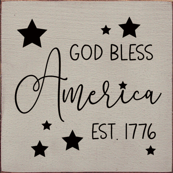 God Bless America Est. 1776 (Stars)|Patriotic Wood Signs | Sawdust City Wood Signs Wholesale
