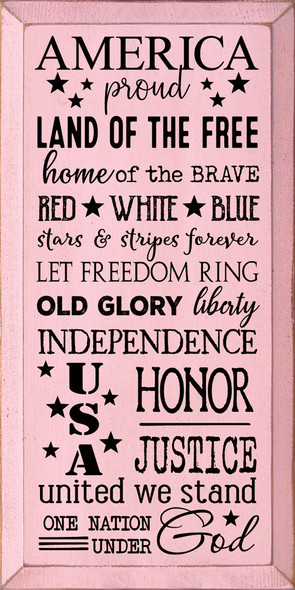America, Proud, Land Of The Free, Home Of The Brave, Red White Blue... |Patriotic Wood Signs | Sawdust City Wood Signs Wholesale